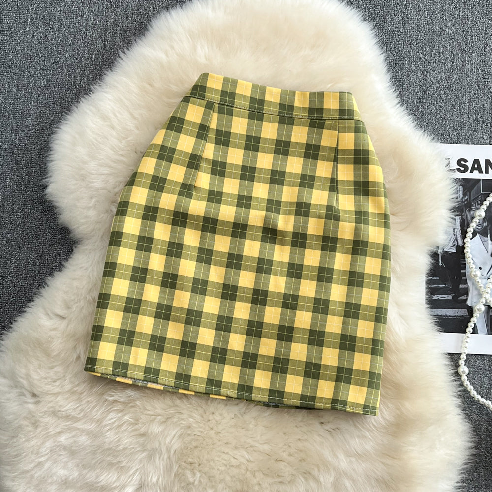 Age reducing college style leisure plaid skirt A-line skirt Hip Wrap Skirt 11269