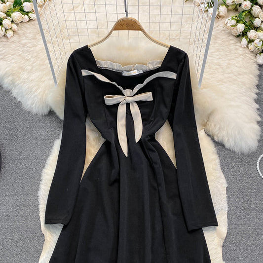 Black A Line Long Sleeve Dress A Line Fashion Dress 10953