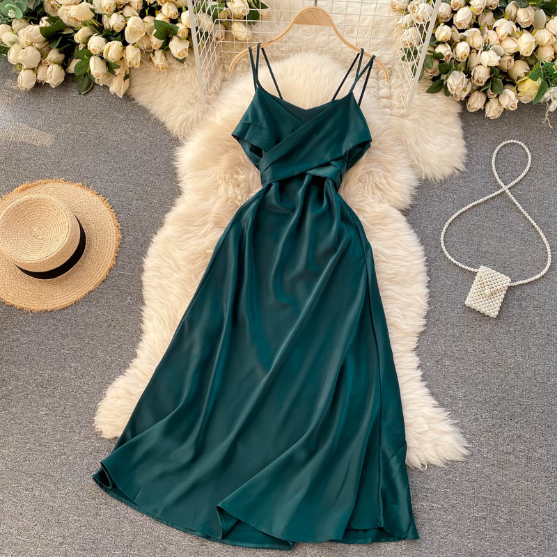 Cute Satin Short A Line Dress Fashion Dress 10944
