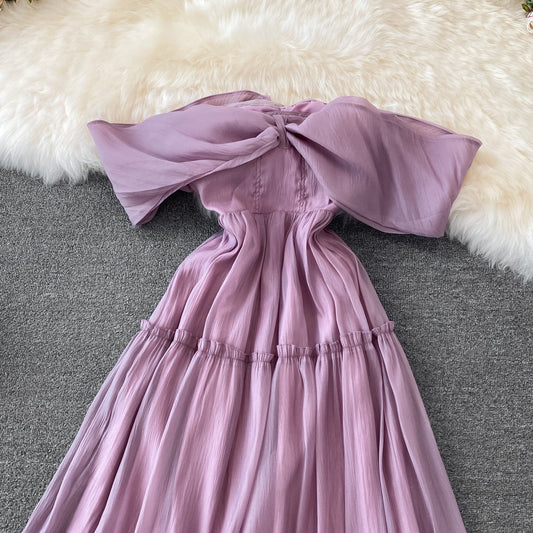 Purple A Line Short Dress Off Shouler Party Dress 10754