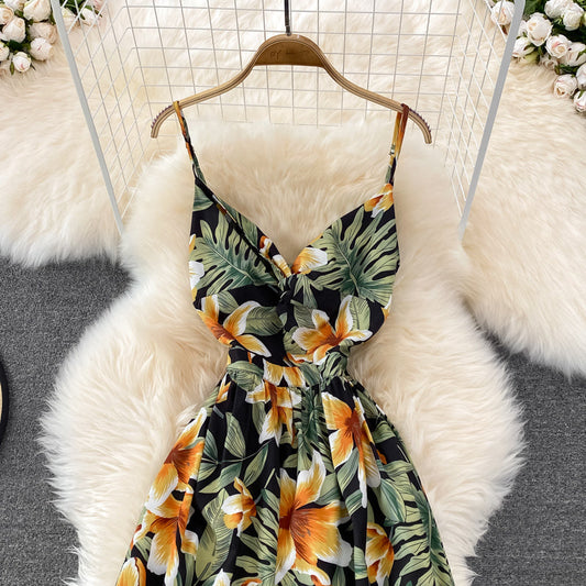Cute V Neck Floral Dress With Bow Fashion Dress 10790