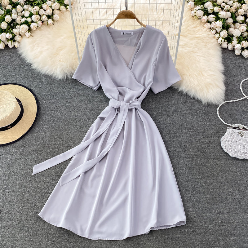 Simple V Neck Short Dress Fashion Dress 10865