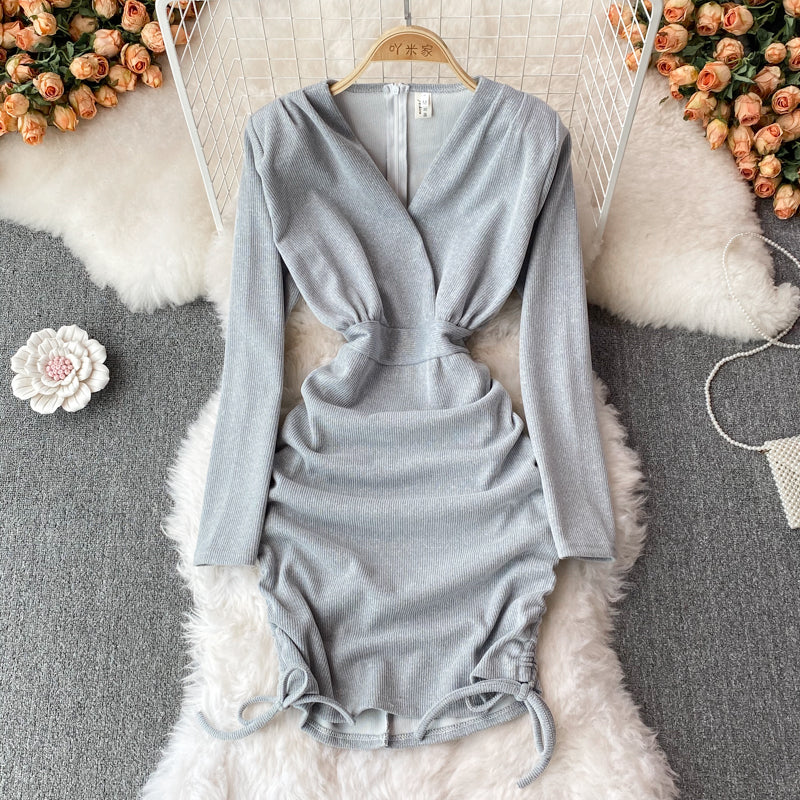 Sexy V Neck Long Sleeve Dress Fashion Dress 10842