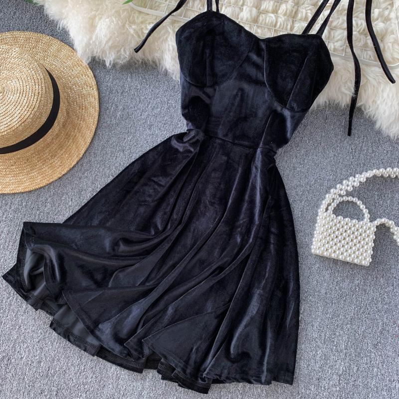 Cute Velvet Short A Line Dress Fashion Dress 10789