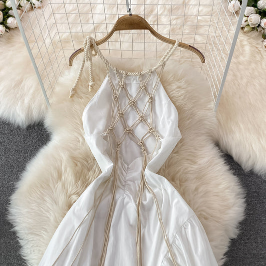 White A Line Backless Short Dress Fashion Dress 10717