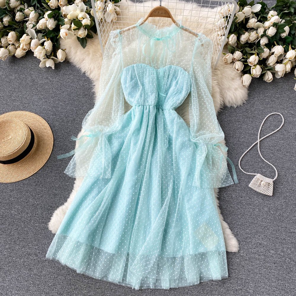 Cute Tulle Long Sleeve Dress Fashion Dress 10659