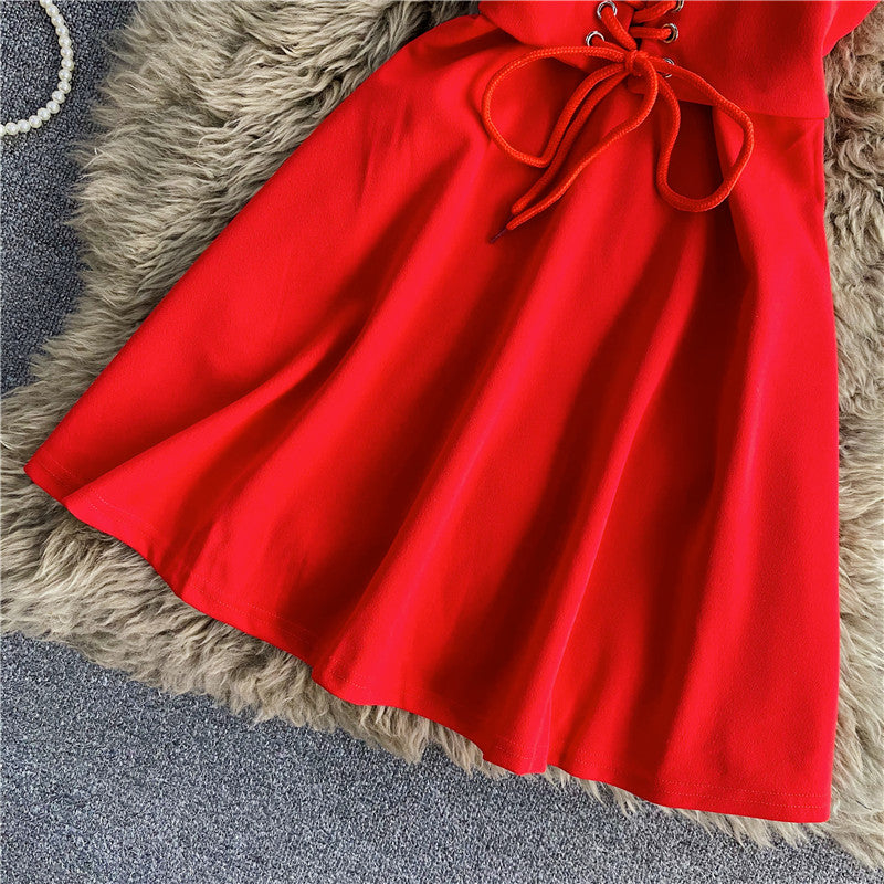 A Line Lace Up Dress Fashion Dress 10699