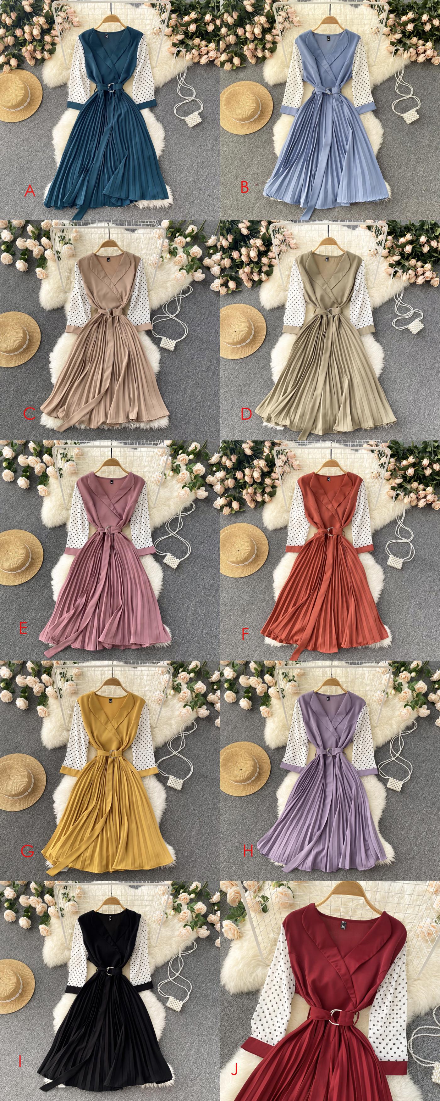 Cute V Neck Long Sleeve Dress A Line Fashion Dress 10667