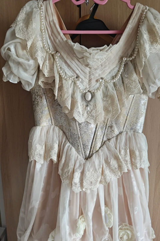 girlhomeshops-White Princess Palace Tulle Long and Ground Ball Dress Adult Ceremony Dress gh5906