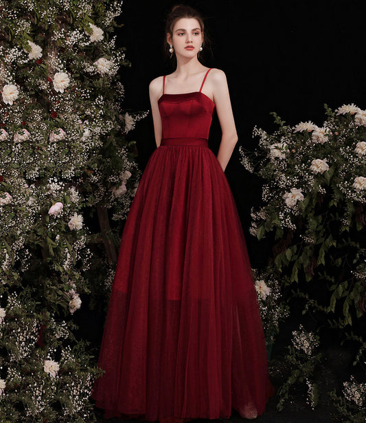 Cute burgundy two pieces detachable prom dresses 10191