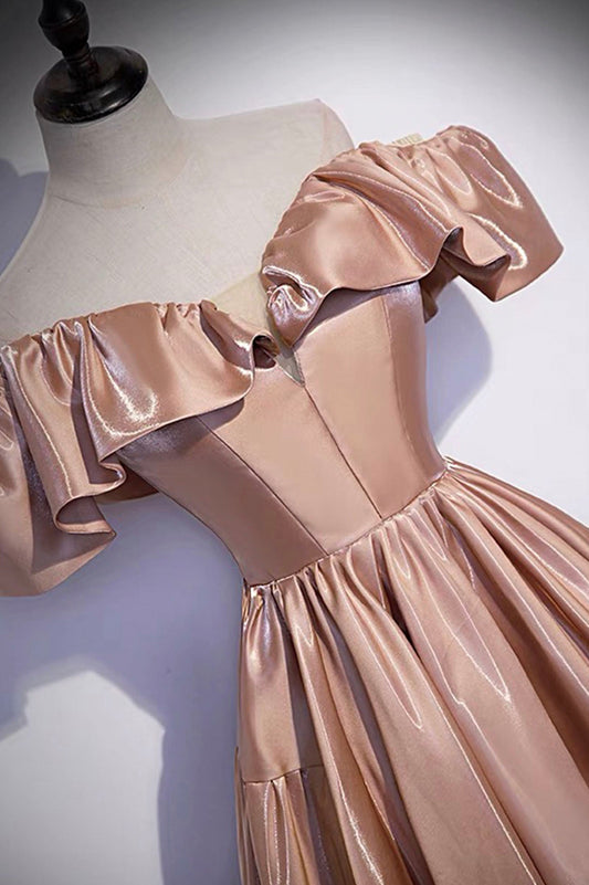Cute satin long prom dress A line evening gown 10179