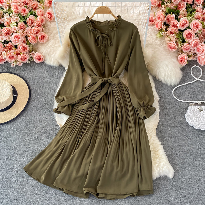 Cute A Line Short Dress Long Sleeve Fashion Dress 10806