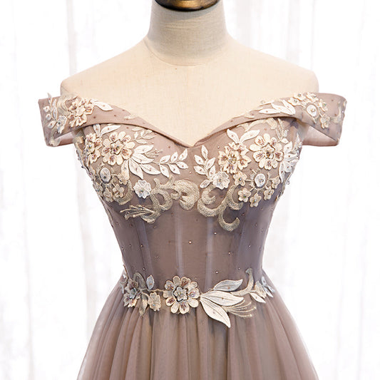 Elegant tulle lace long prom dress 8320