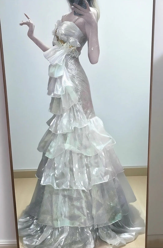 A long chiffon formal dress like moonlight gh6809
