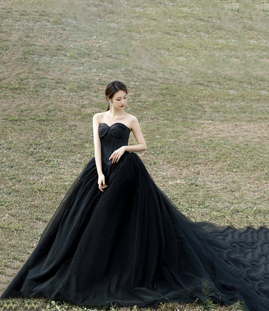 Black tulle long ball gown dress evening gown 10305