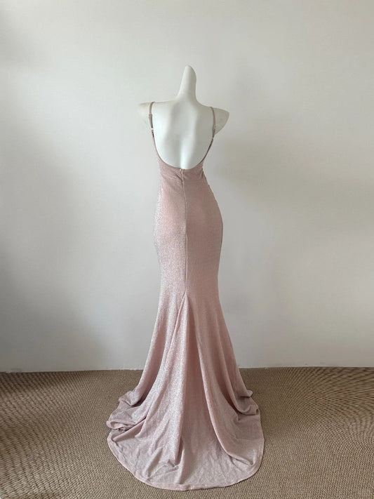 Pink Simple Shiny Mermaid Elegant Long Ball Gown Evening Dress Party Dress gh4475