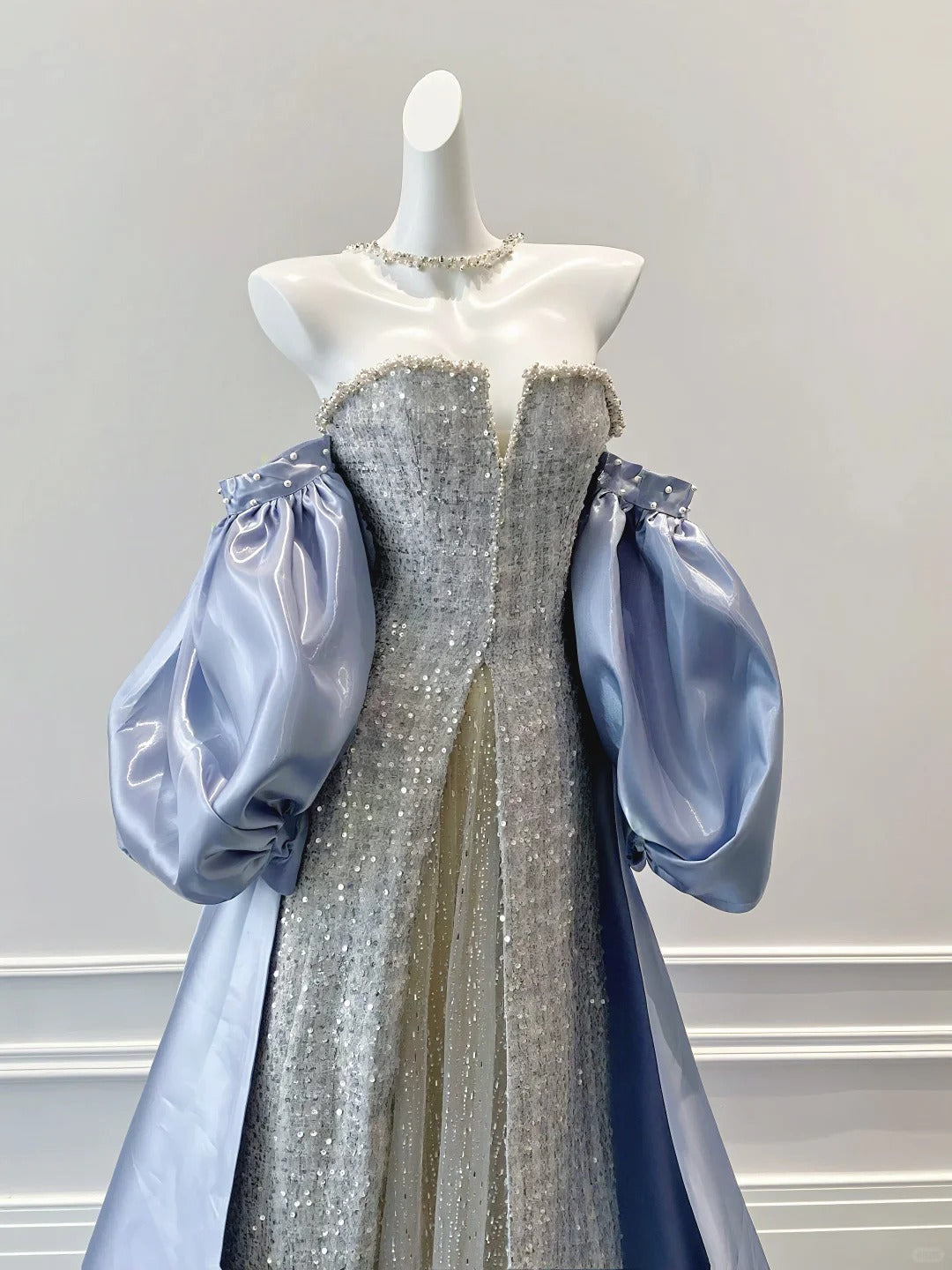 Beautiful blue dress princess high-end fairy yarn ball dress evening dress gh4329
