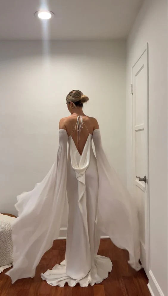 girlhomeshops-White Elegant Satin Long Fairy Dress gh6296