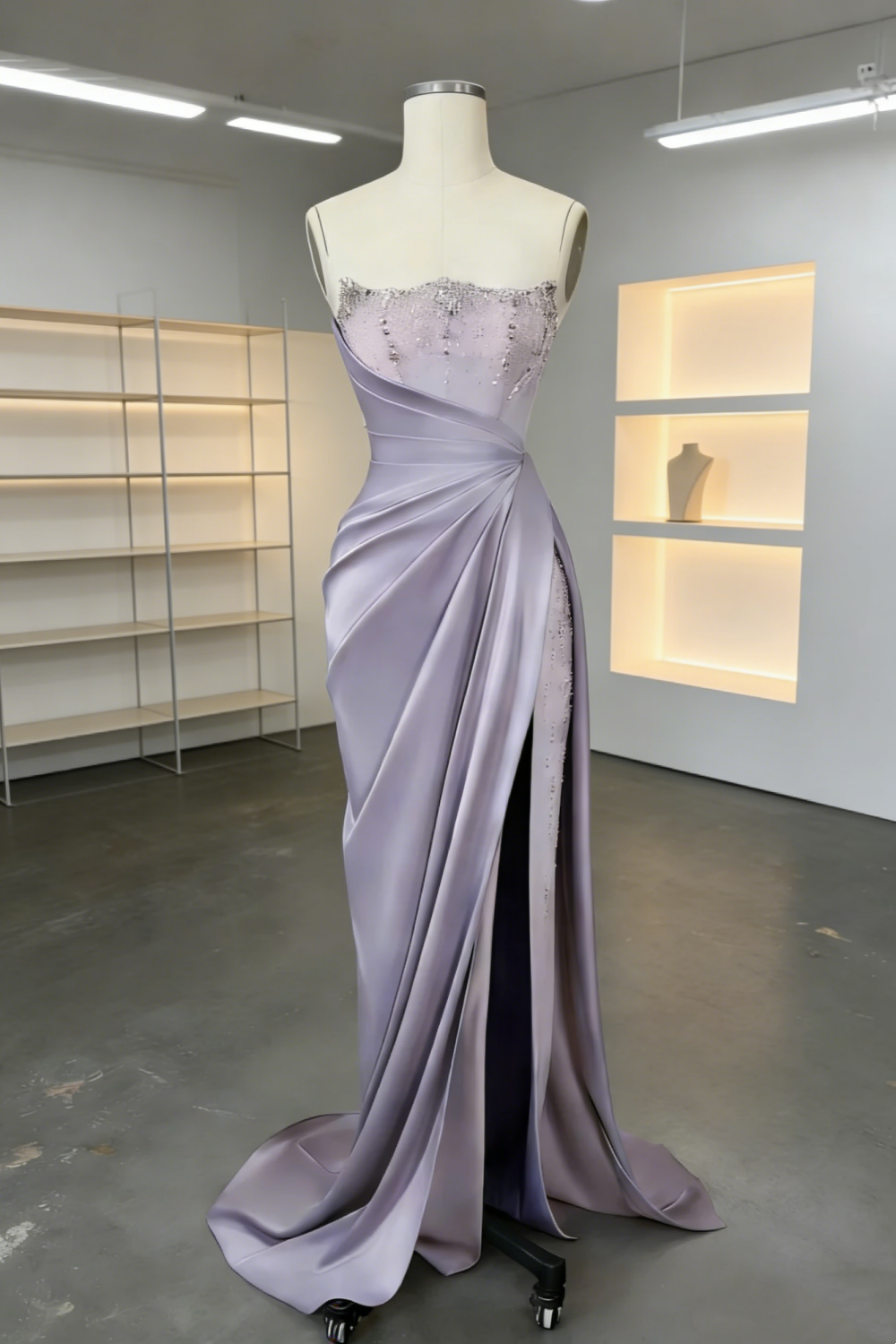 Purple long elegant evening gown gh6951