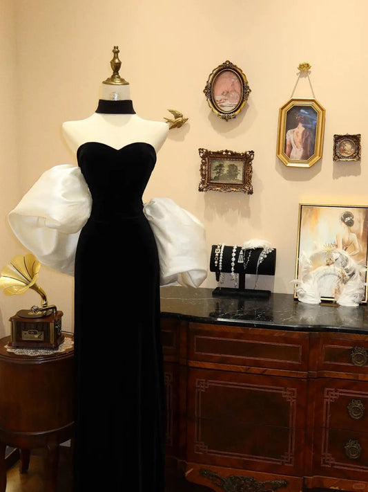 Black and red/Black and White gorgeous retro fashion elegant long slim velvet ball gown evening dress party dress prom dress gh3651