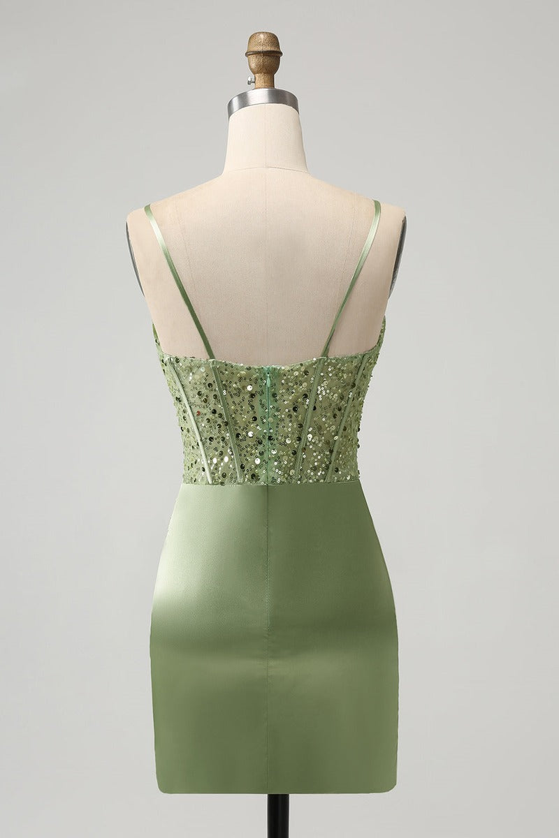 Sweetheart Green Ruched Bodycon Homecoming Dress