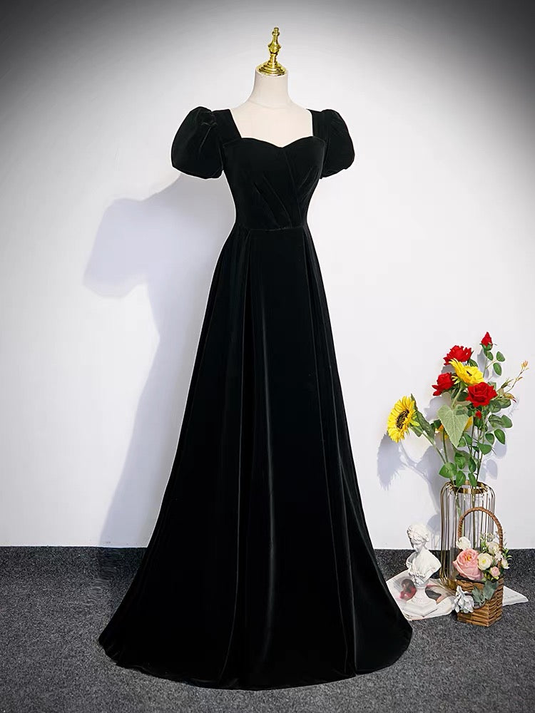 Cute Short Sleeves Burgundy Long Prom Dresses P2234
