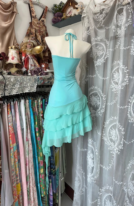 Girlhomeshops-Green vintage short chiffon homecoming dress birthday dress gh5226