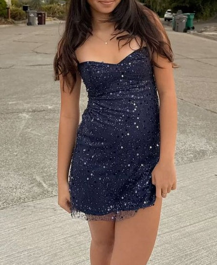 Charming Homecoming Dress Spaghetti Straps Sequins Cocktail Dress Short Birthday Party Dress P4937
