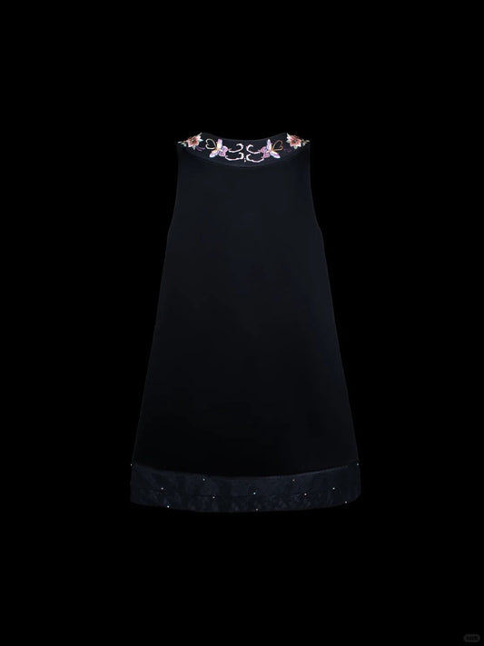 Girlhomeshops-Black exquisite floral elegant fairy girl short satin homecoming dress birthday dress gh5371