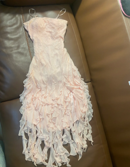 Beautiful Pink Spaghetti Strap Asymmetrical Beaded Chiffon Long Prom Dress Birthday Dress P4787