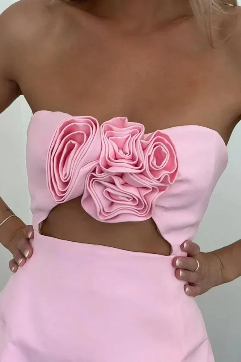 A-Line Sweetheart Sleeveless 3D Florala Homecoming Dress With Pockets