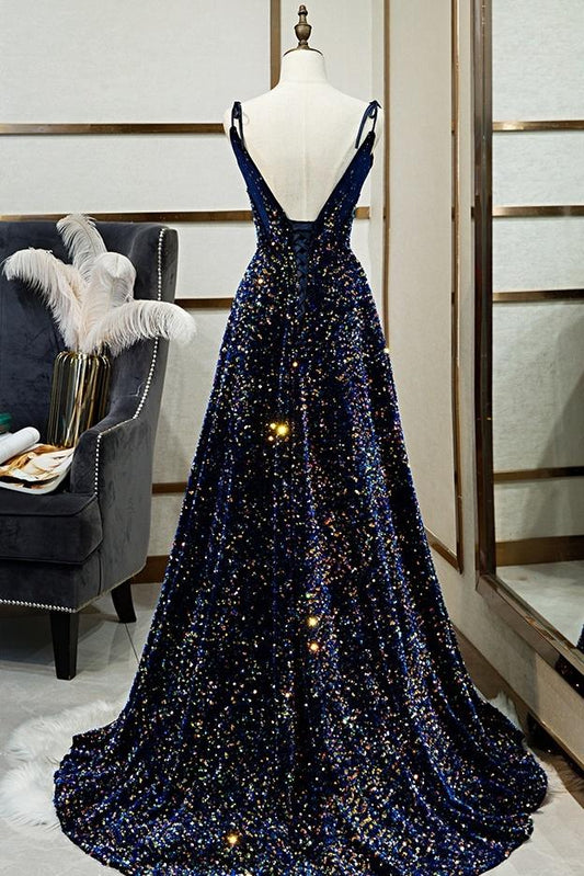 Sparkly Long A-line Corset Evening Prom Dresses Party Dresses