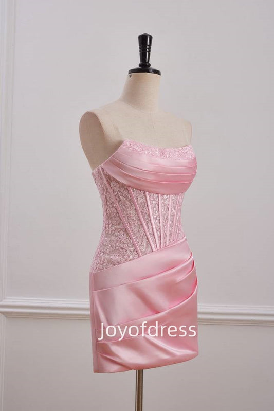 Bateau Strapless Appliques Bodycon Homecoming Dress
