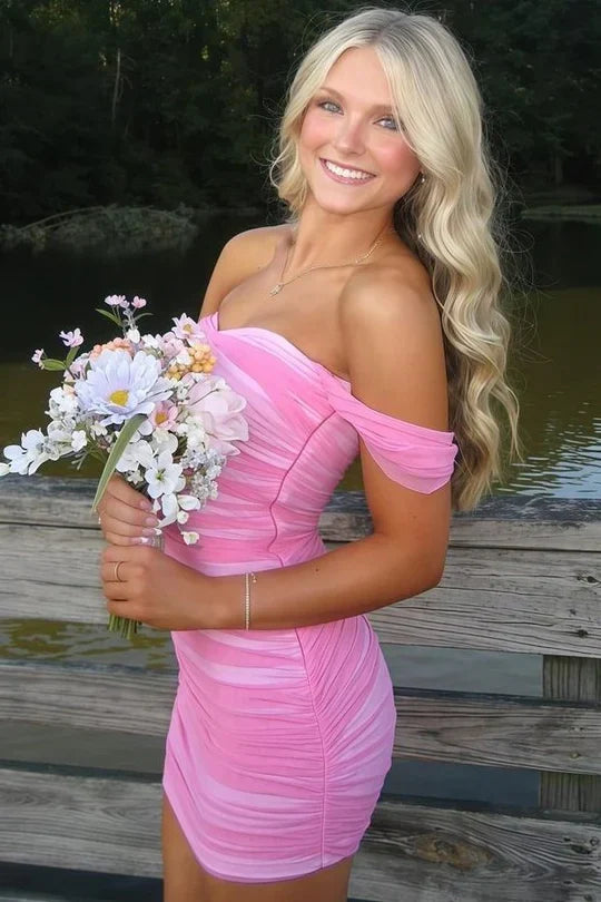 Bodycon Sweetheart Off-Shoulder Empire Mini Homecoming Dress