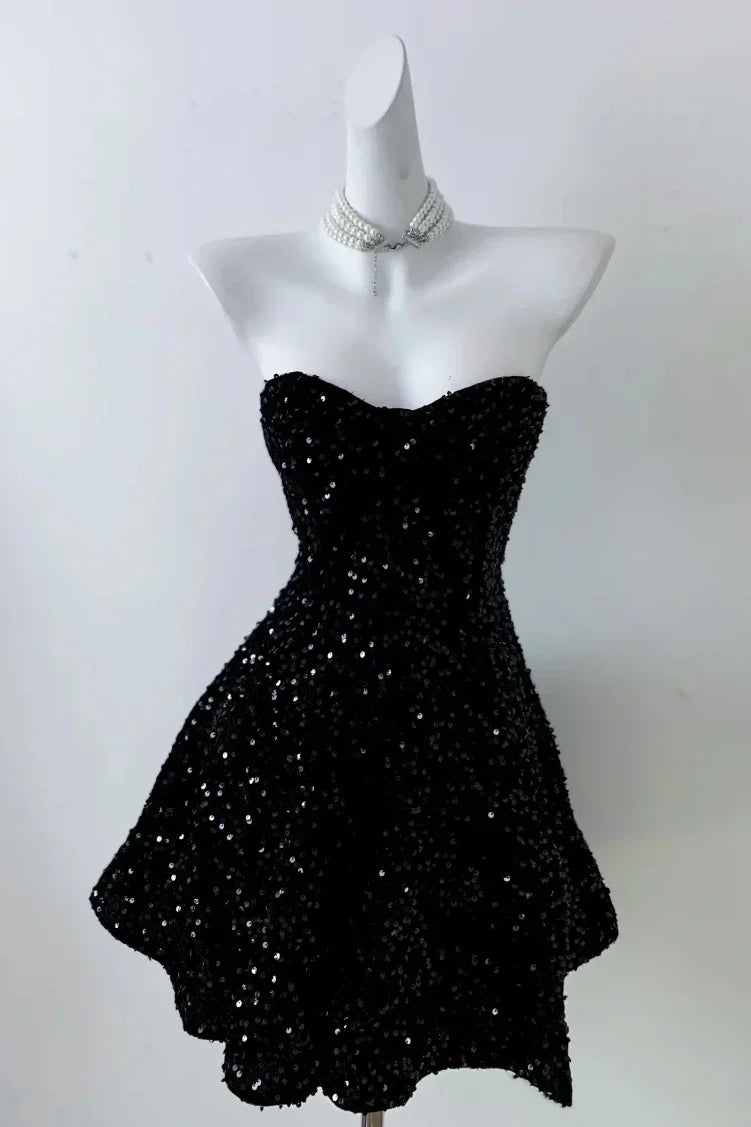 Cute Sparkly Sweetheart Strapless Sequins Party Homecoming Dress
