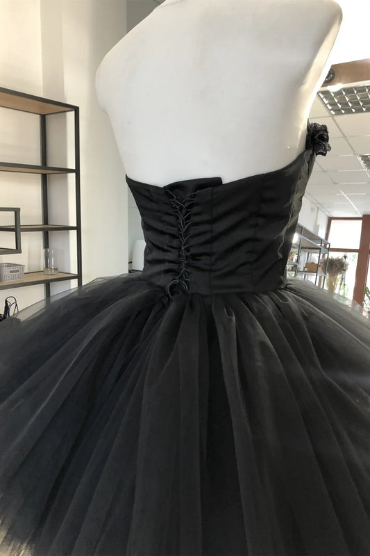 Elegant Black Sweetheart Strapless Empire Short Party Homecoming Dress