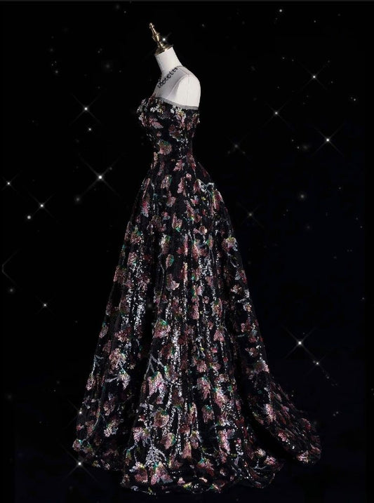 Glamorous A Line Strapless Satin Embroidery Applique Long Prom Dress,Evening Dress GG1899