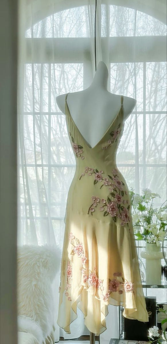 Vintage A Line Spaghetti Straps Chiffon Apllique Short Prom Dress,Homecoming Dress,Birthday Dress GG3504
