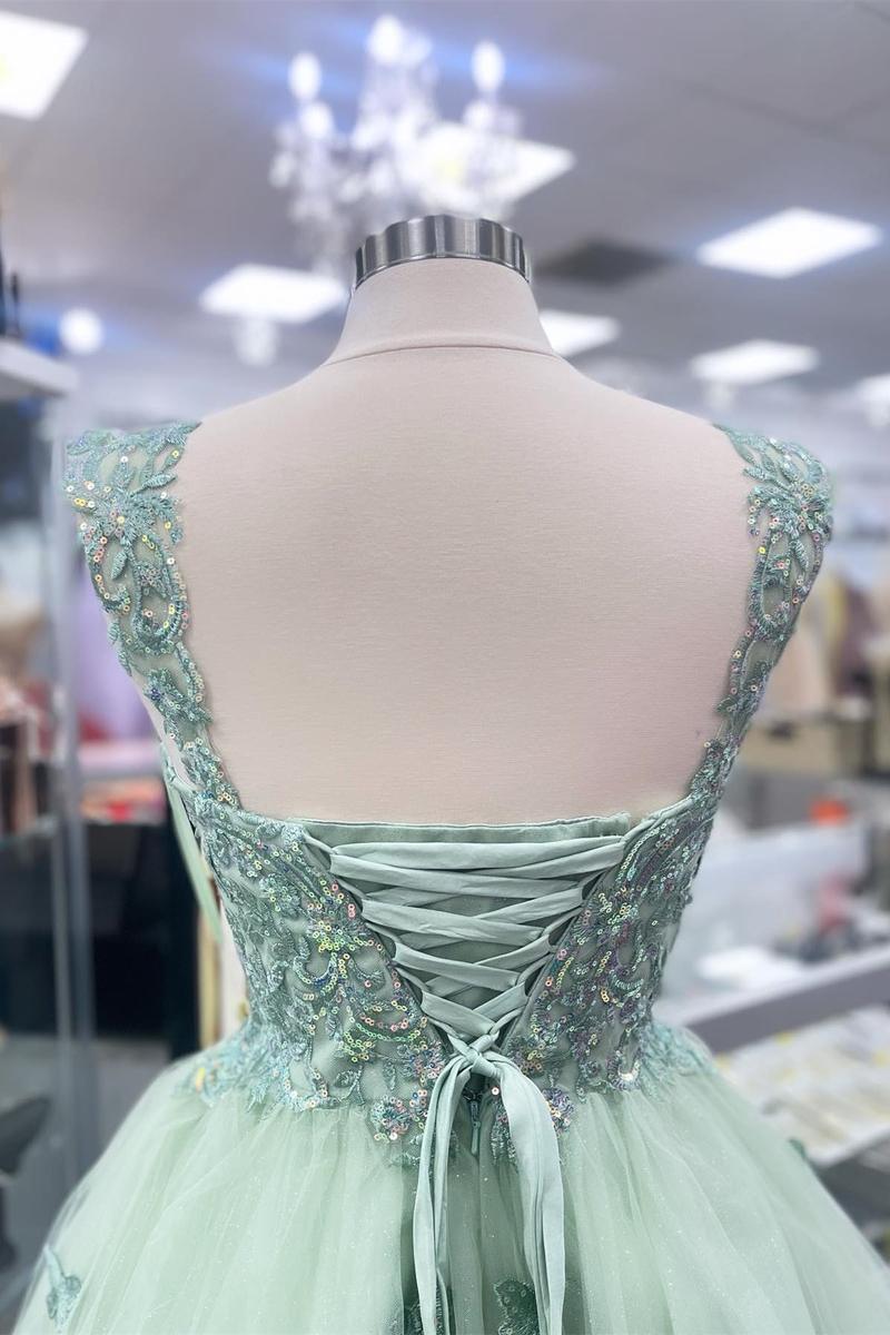 Mint Green Sweetheart Tulle Appliques A-line Homecoming Dress