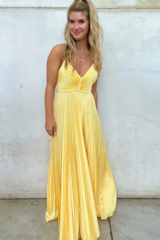 Modest V-Neck Spaghetti Straps Lace Up A-Line Party Prom Dress