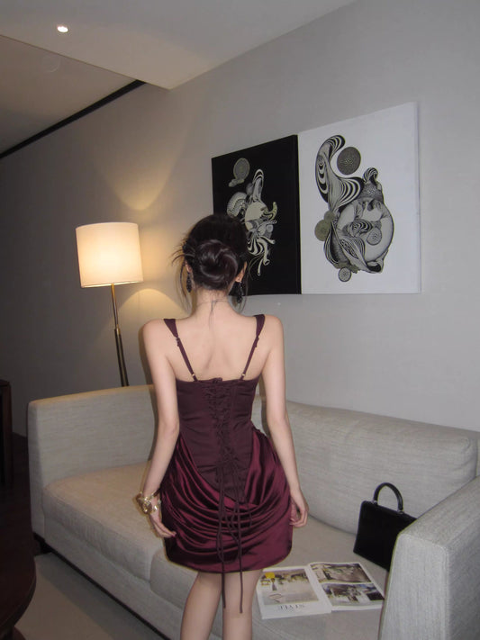Sexy and sexy fishbone-strap waist-cinching bodycon dress, new high-end elegant dress. 11453