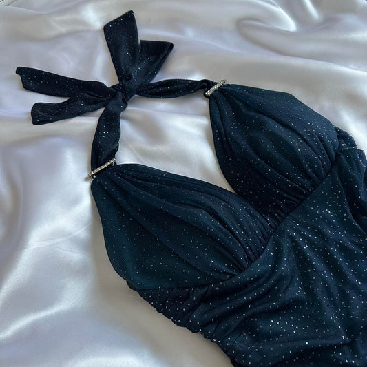 Indigo Shiny Elegant Fashion Strapless Long Tulle Prom Dress Evening Dress Birthday Party Dress gh3564