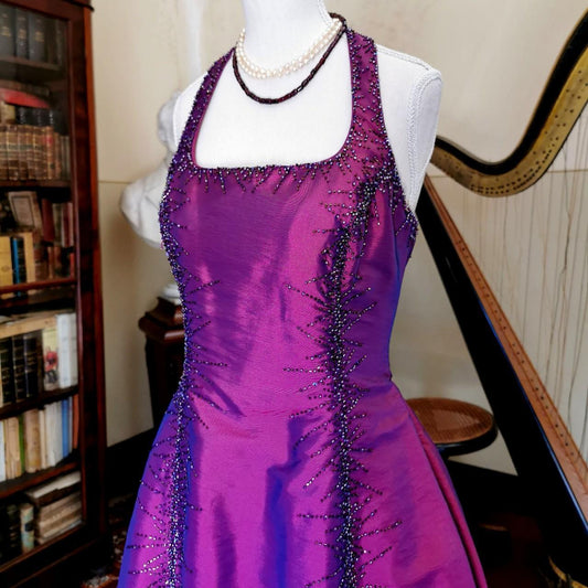 Girlhomeshops--Vintage Exquisite Beaded Short/Mid-Length Cropped Satin Homecoming Dress gh5535