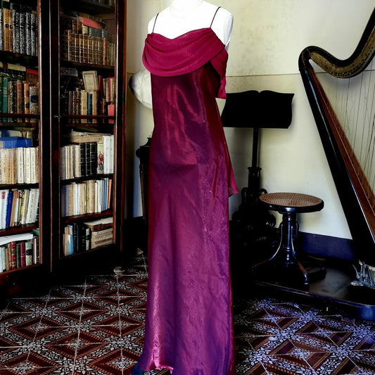Fuchsia retro fashion elegant spaghetti strap long chiffon ball gown, evening dress, party dress gh3529