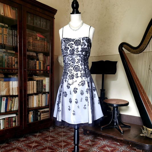 Girlhomeshops--Lilac Black Floral Gothic Vintage Short/Mid-Length Short Chiffon Homecoming Dress gh5531