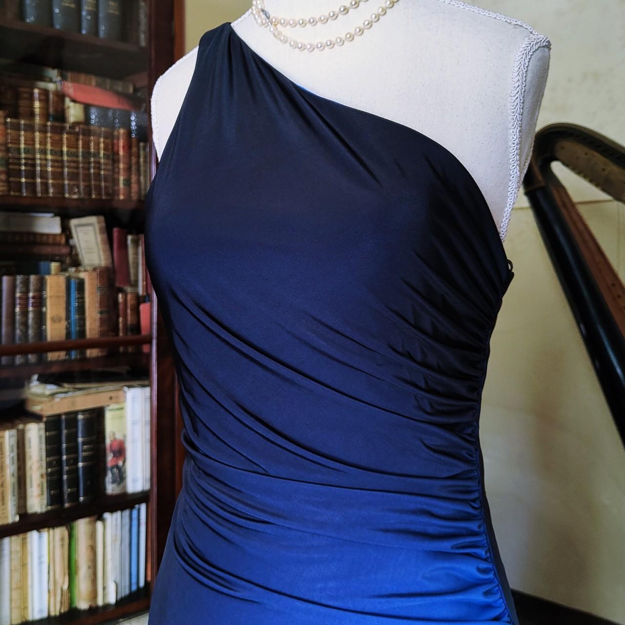 Girlhomeshops--Blue and black fashion one shoulder retro long chiffon fairy dress prom dress gh5544