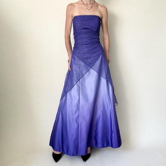 Girlhomeshops--Purple shiny fashion gradient tube top long floor-length ball gown graduation dress gh5514