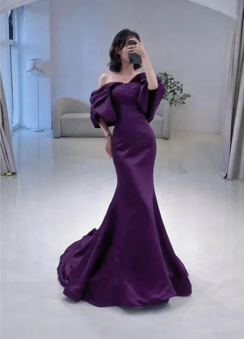 Mermaid Off The Shoulder Dark Green Long Prom Dress P1268