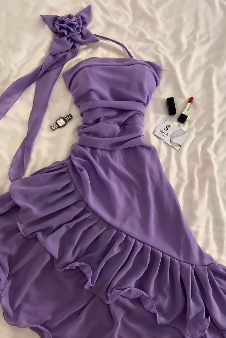 Elegant Homecoming Dress Purple Strapless Chiffon Pleated Birthday Party Dress Cocktail Dress P4958