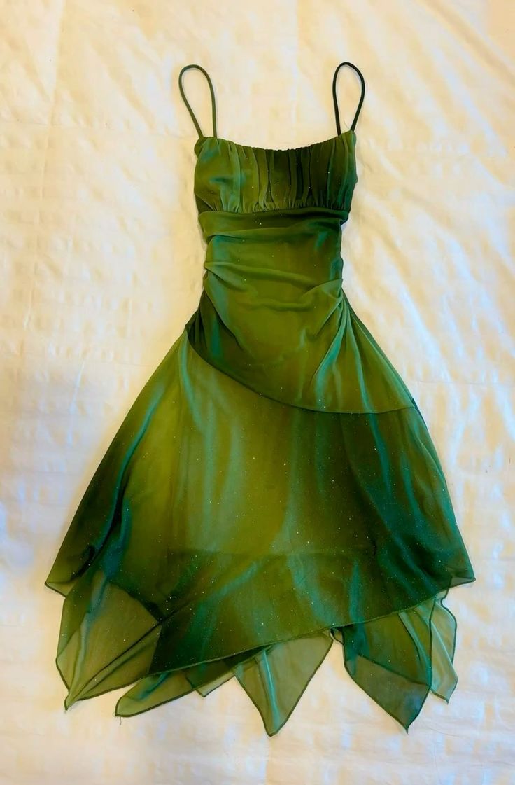 Shiny Homecoming Dress Ombre Green Spaghetti Straps Chiffon Birthday Party Dress Cocktail Dress P4959